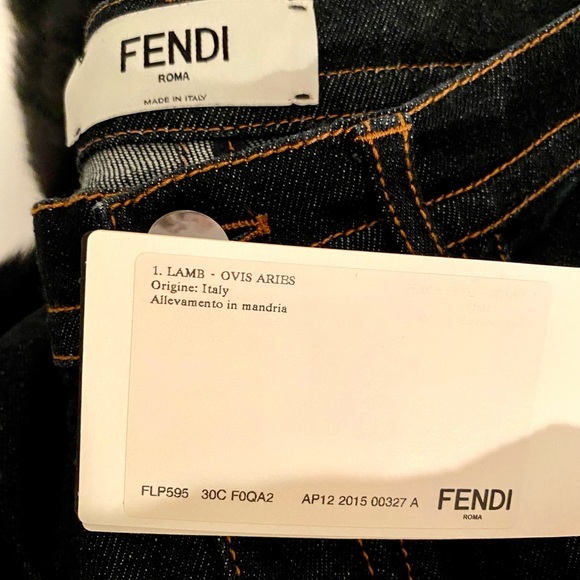 NWT FENDI RARE LTD RUNWAY DK DENIM/BLCK LAMB MONSTER JEANS - Picture 14 of 14